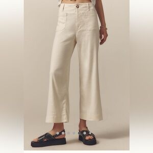 Mauve Wide-Leg Cropped Pants in Cream